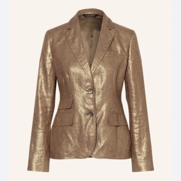 Lauren Ralph Lauren Jackets & Blazers - $295 Lauren Ralph Lauren Black Label Metallic Linen Blazer Gold Bronze Size 6